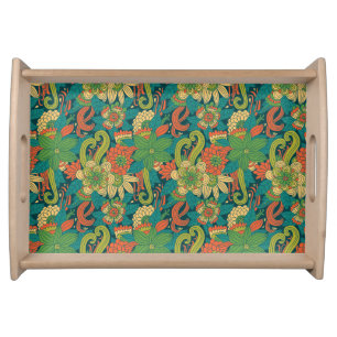 Summer floral pattern serving tray