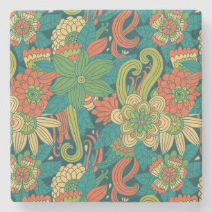 Summer floral pattern stone coaster