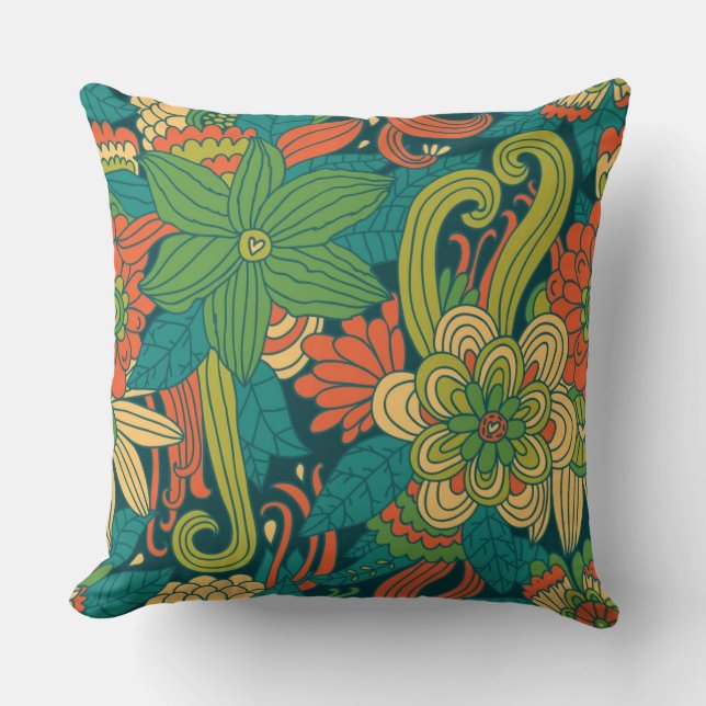Summer floral pattern throw pillow (Front)