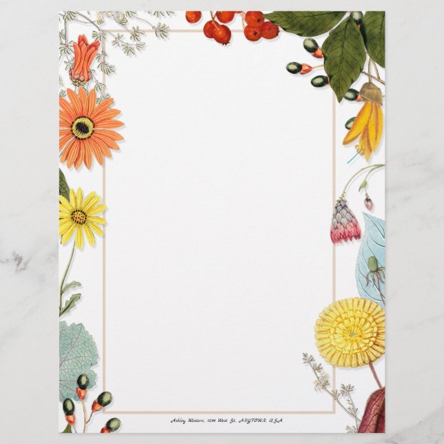 Summer Floral Personalized Letterhead (Front)