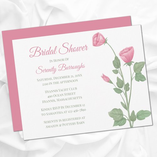 Summer Floral Pink Flowers Garden Bridal Shower Invitation