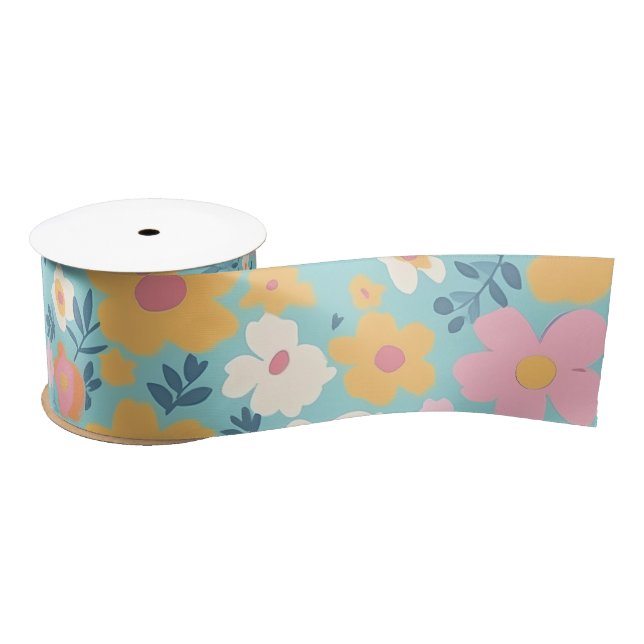 Summer Floral Print Satin Ribbon (Spool)