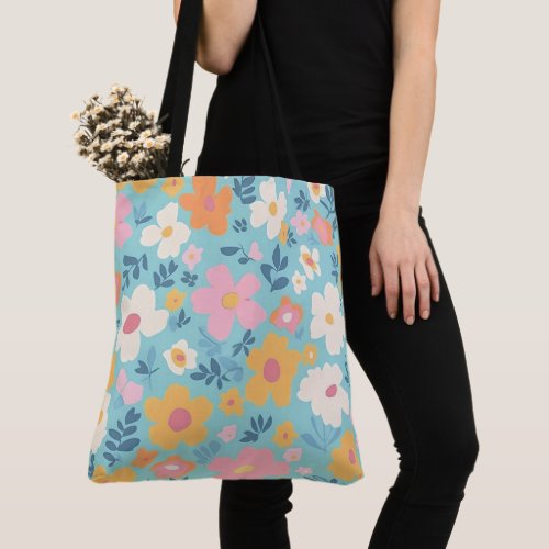 Summer Floral Print Tote Bag