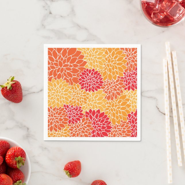 Summer /Floral Red/Orange/Yellow  Napkins (Insitu)