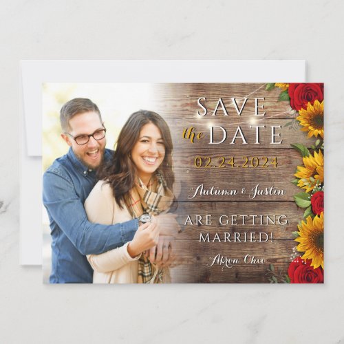 Summer Floral Sunflower Rustic Photo Save the Date