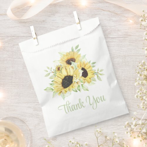 Summer Floral Thank You Sunflowers Wedding Party Favor Bag