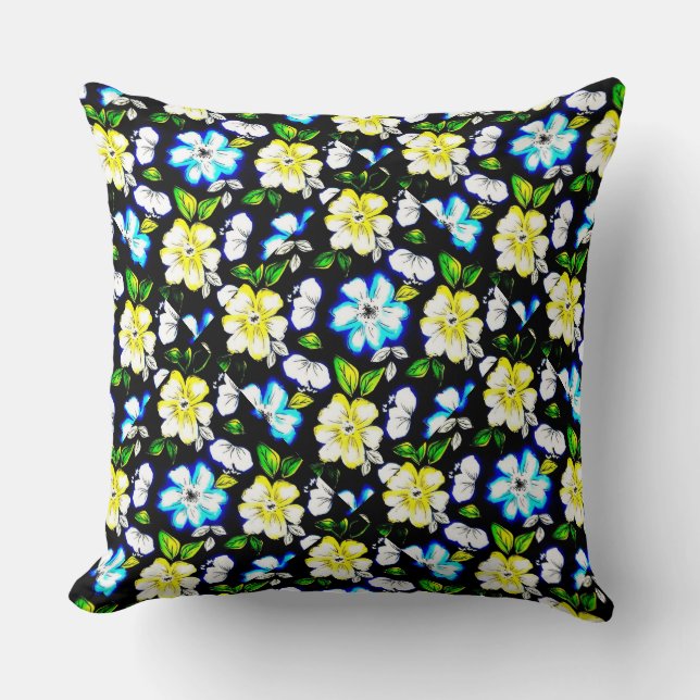 Summer Floral Throw Pillow (Front)