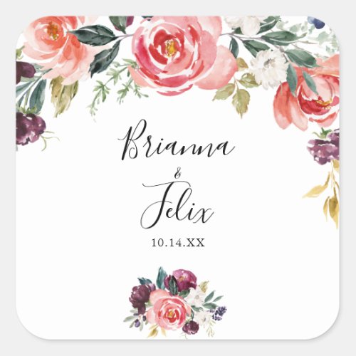 Summer Floral Wedding Envelope Seals