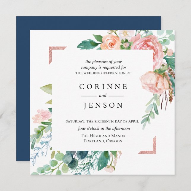 Summer Floral Wedding Invitation (Front/Back)