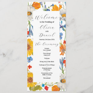 Summer Floral Wedding Menu Ceremony Details