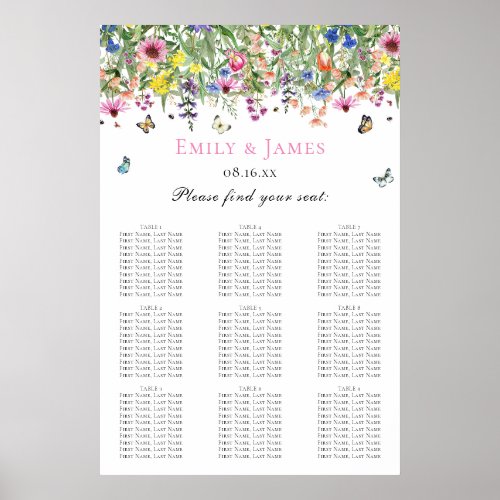 Summer Floral Wedding Seating Chart