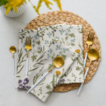 Summer Floral Wildflowers and Herbs Cloth Napkin