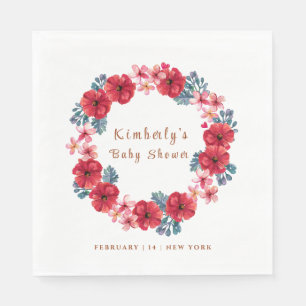 Summer Floral Wreath Baby Shower Napkins