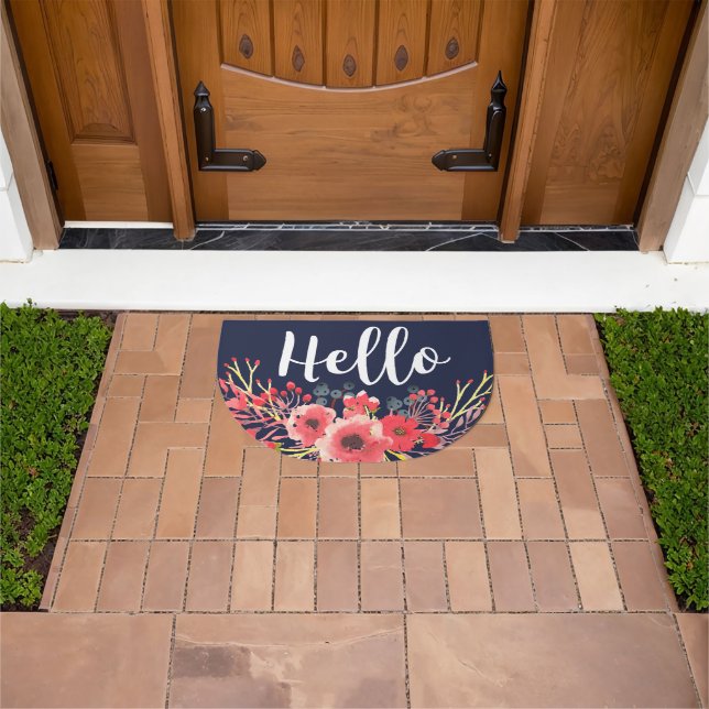 Summer Floral Wreath Hello Doormat (Outdoor)