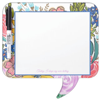 Summer Florals Personalized Dry Erase Board