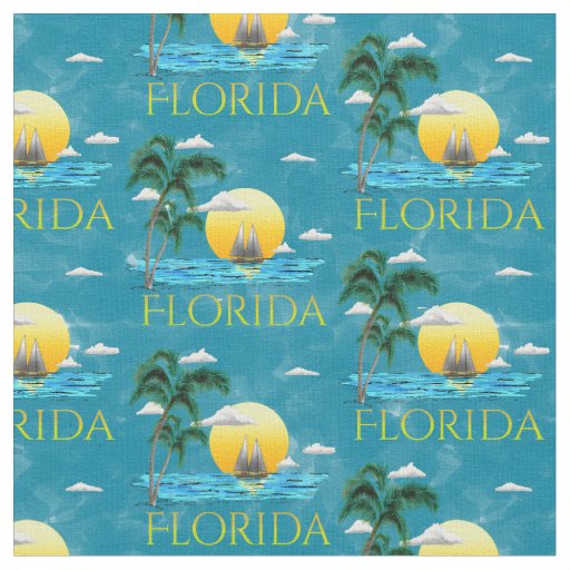 Summer Florida Sailboat Sunset Beach Coastal Fabric