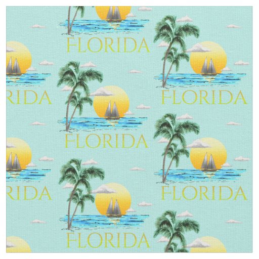 Summer Florida Sailboat Sunset Coastal Beach Fabric