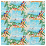 Summer Florida Seaplane Tropical Beach Coastal Fabric