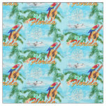 Summer Florida Seaplane Tropical Beach Coastal Fabric