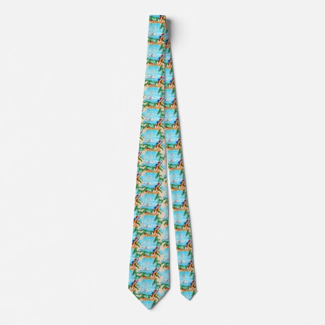 Summer Florida Seaplane Tropical Beach Coastal Neck Tie (Front)