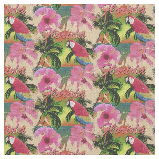 Summer Florida Tropical Sunset Coastal Fabric (Close Up)