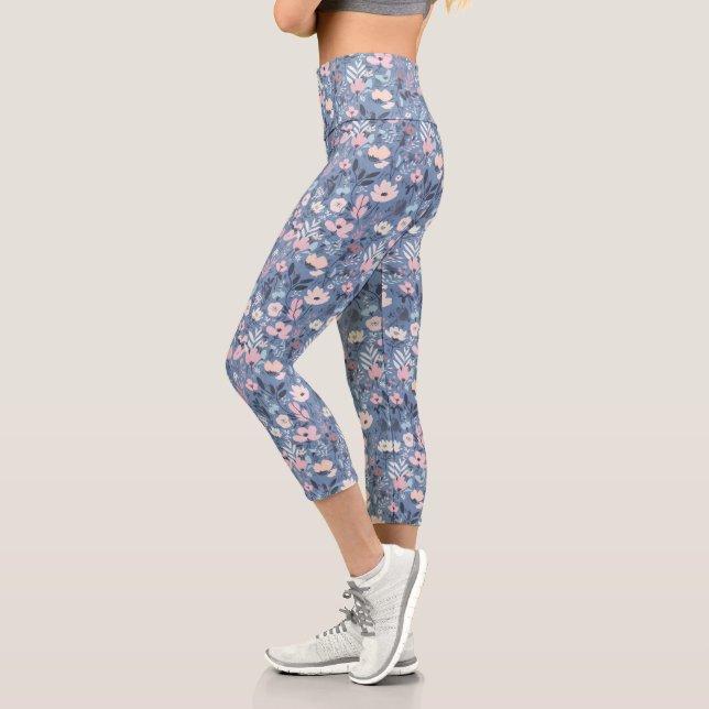 Summer Flower Abstract Capri Leggings (Left)