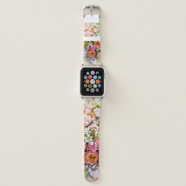 Summer flower background, bouquets of flowers apple watch band (Front)