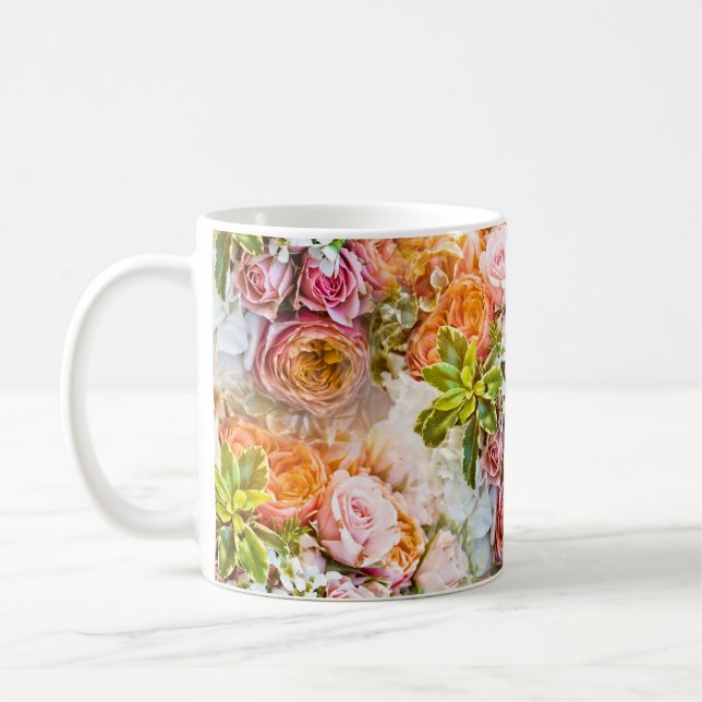 Summer flower background, bouquets of flowers coffee mug (Left)