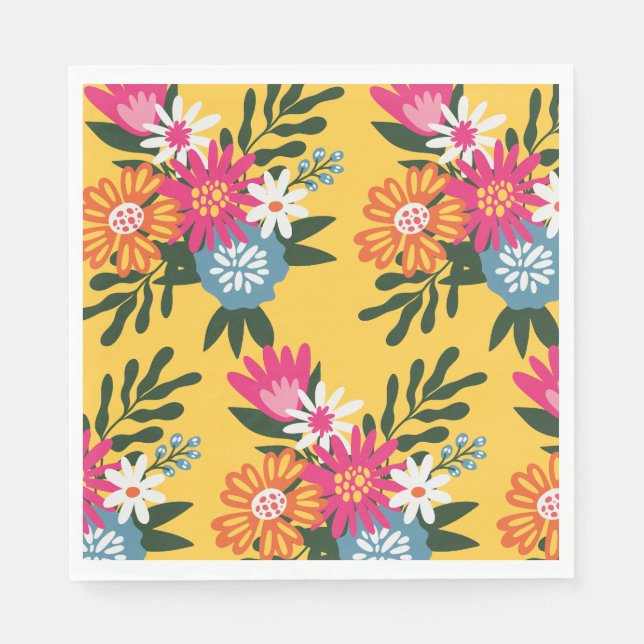 Summer Flower Bouquet on Gold Napkins (Front)