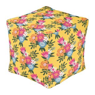 Summer Flower Bouquet on Gold Pouf