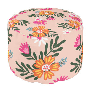 Summer Flower Bouquet On Pink Pouf