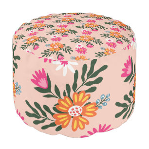Summer Flower Bouquet On Pink Pouf