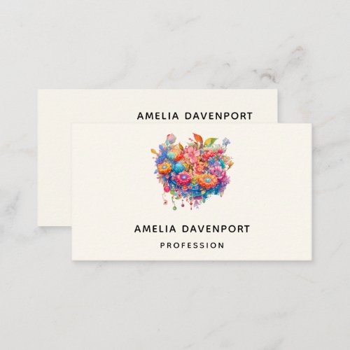 Summer Flower Bouquet Whimsical Boho Business Card