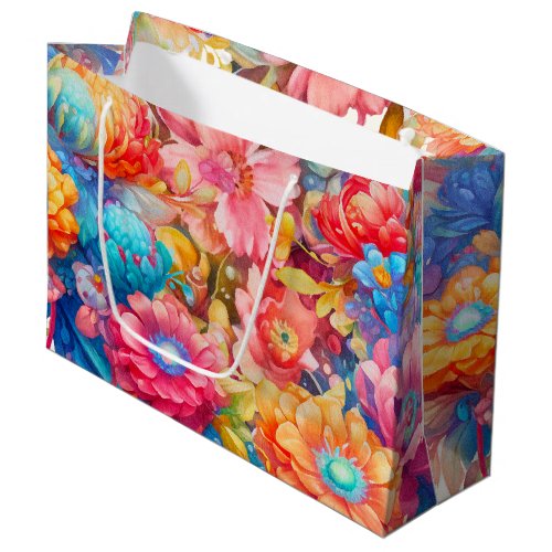 Summer Flower Bouquet Whimsical Boho Large Gift Bag