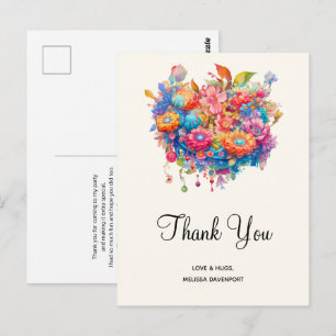Summer Flower Bouquet Whimsical Boho Postcard