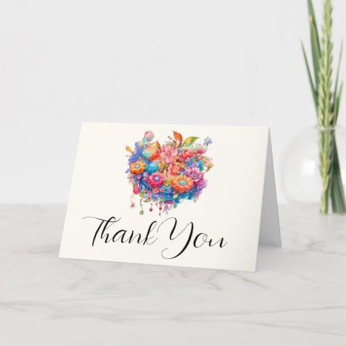 Summer Flower Bouquet Whimsical Boho Thank You