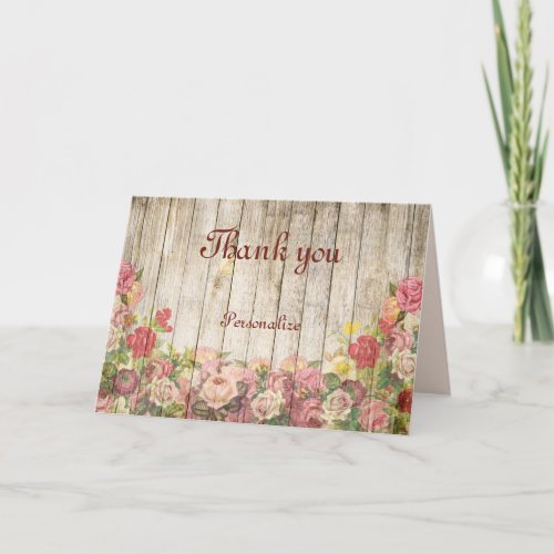 Summer Flower Bouquet Wood Fence _ Personalize Card