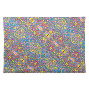 summer flower color abstract art retro paper cloth placemat