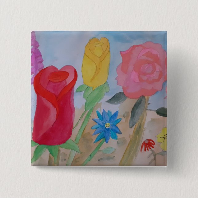 Summer Flower Garden  Button (Front)