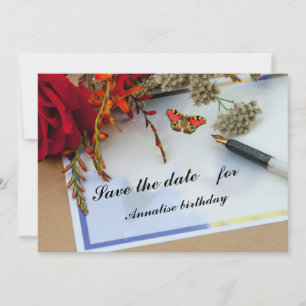Summer Flower Note Flat Save The Date Card