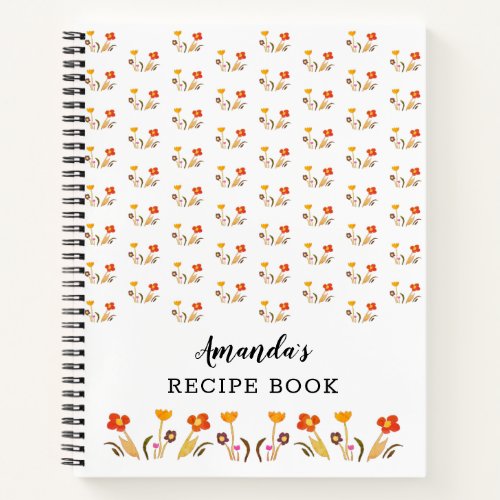 Summer Flower Pattern Floral Recipe Notebook