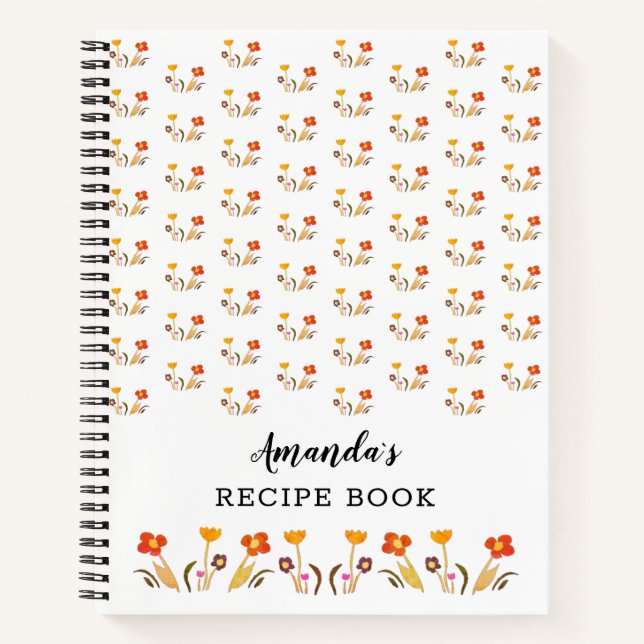 Summer Flower Pattern Floral Recipe Notebook (Front)