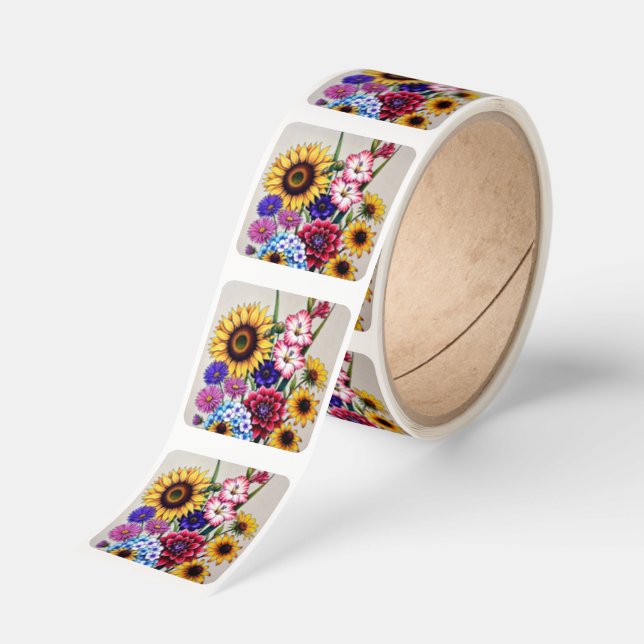 Summer Flower Sticker roll  (Roll)