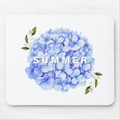 Summer Flowerwith Blue Hydrangea Mouse Pad