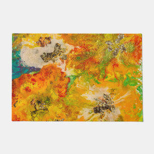 Summer Flowers abstract Orange Gold Yellow  Doormat