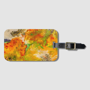 Summer Flowers abstract Orange Gold Yellow Luggage Tag