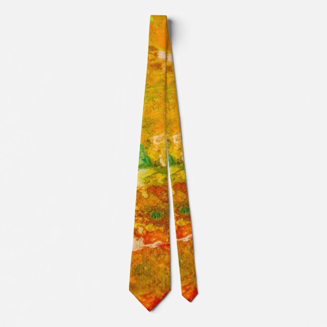 Summer Flowers abstract Orange Gold Yellow   Neck Tie (Front)