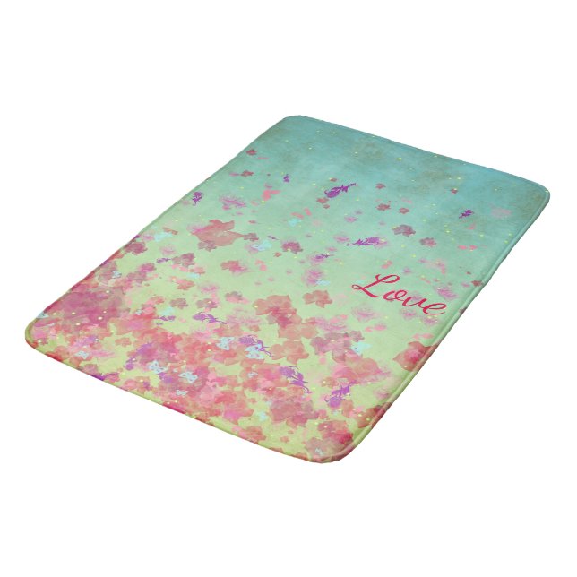 Summer Flowers Bathroom Mat (Angled)