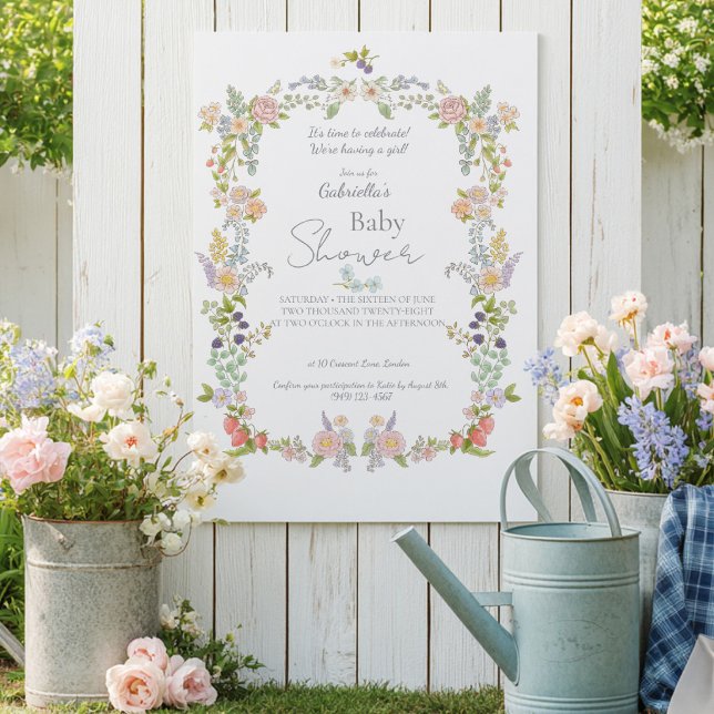 Summer Flowers & Berry Baby Shower Invitation (Creator Uploaded)