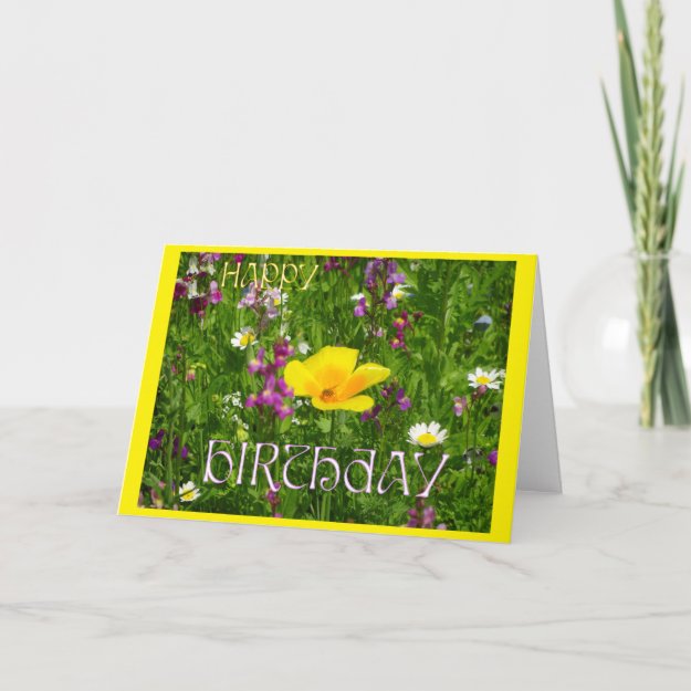 Summer Flowers Cust. Happy Birthday Greeting Card